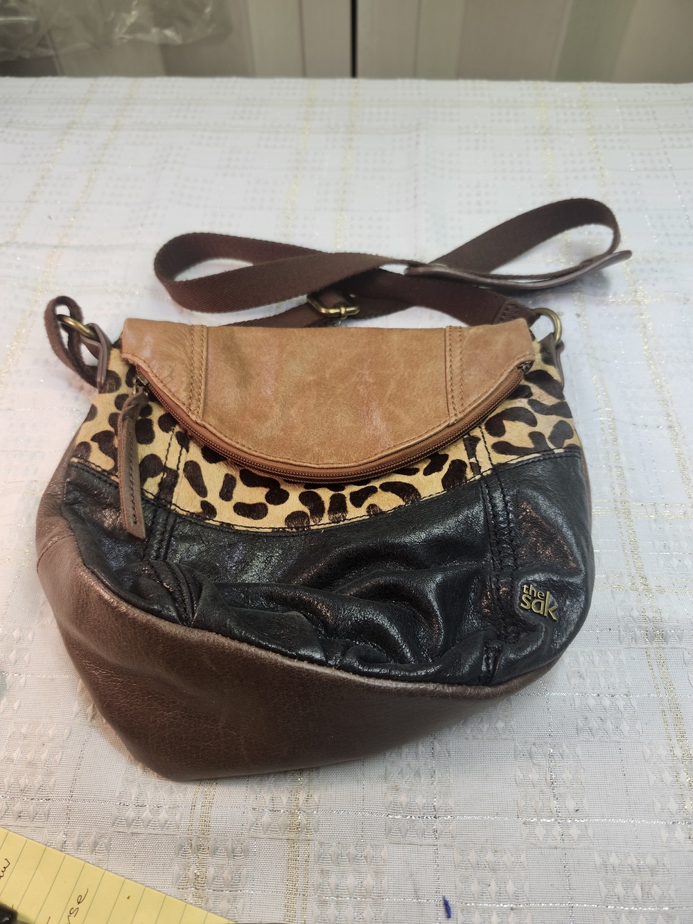 The Sak Brown, Black & Leopard Print Leather Crossbody Bag - Picture 3 of 7
